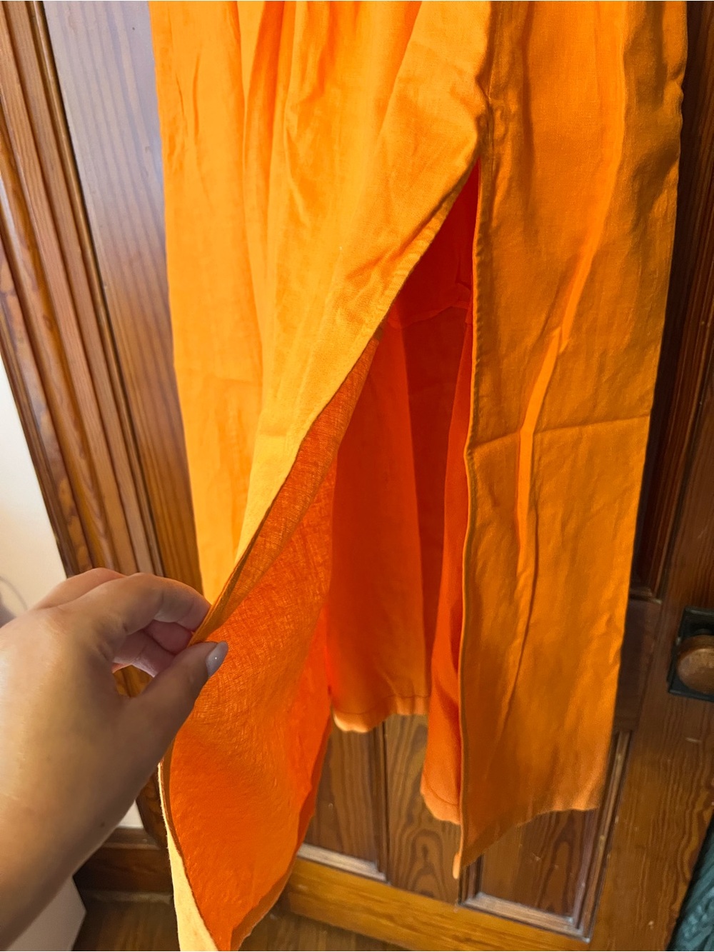 Abercrombie & Fitch Bright Orange Drawstring Maxi Skirt - Picture 4 of 8